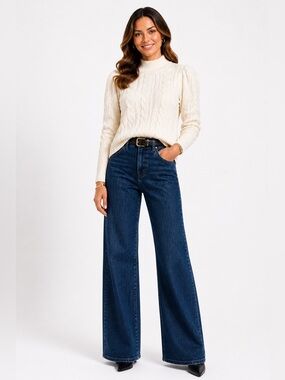 Ann Taylor Ivory Cable Turtleneck Sweater